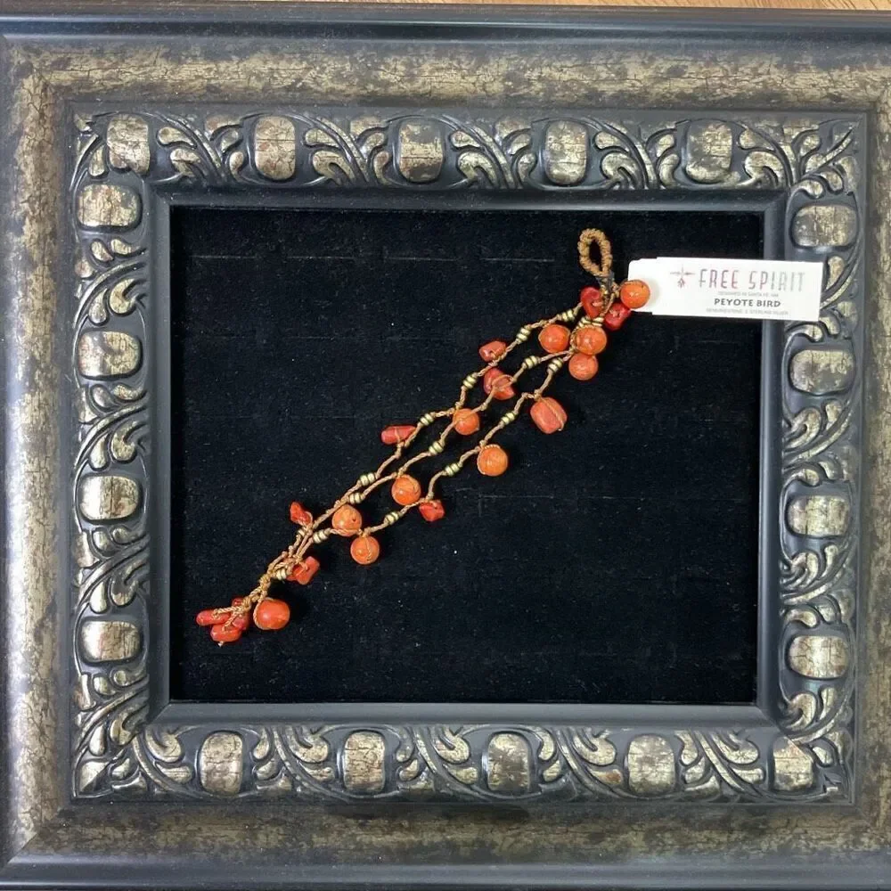 NWT Peyote Bird Free Spirit Southwestern Style Bracelet Coral Corded 7